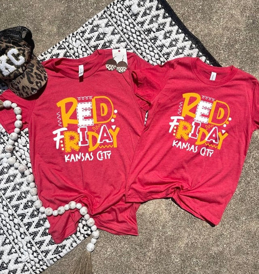 **HALFTIME DEAL** Doodle Red Friday Kansas City Heather Red Tee