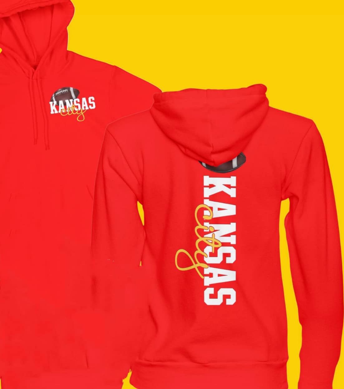 FRONT + BACK Kansas City Script Football Red Option