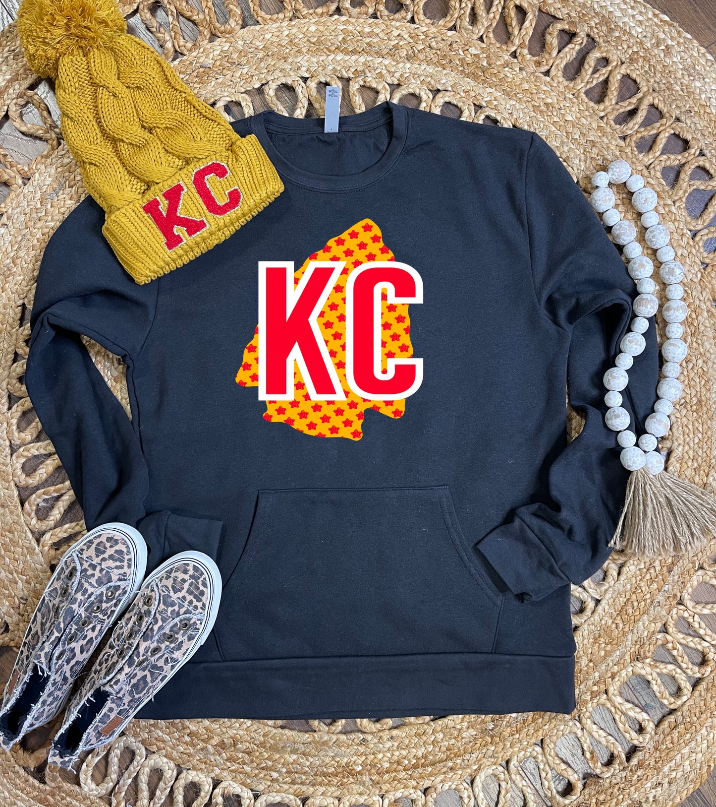 KC Star Arrowhead Black Pocket Sweatshirt