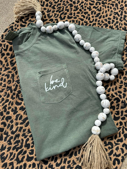 Be Kind Pocket Moss Tee