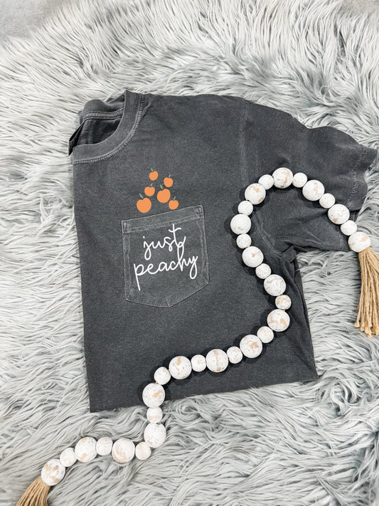 Left Pocket Design Just Peachy Pepper Pocket Tee