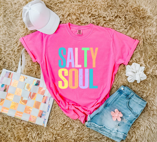 **DEAL PRICE** Colorful Salty Soul Neon Pink Tee/Tank Option