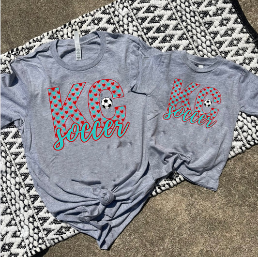 KC Hearts Soccer Heather Grey Tee