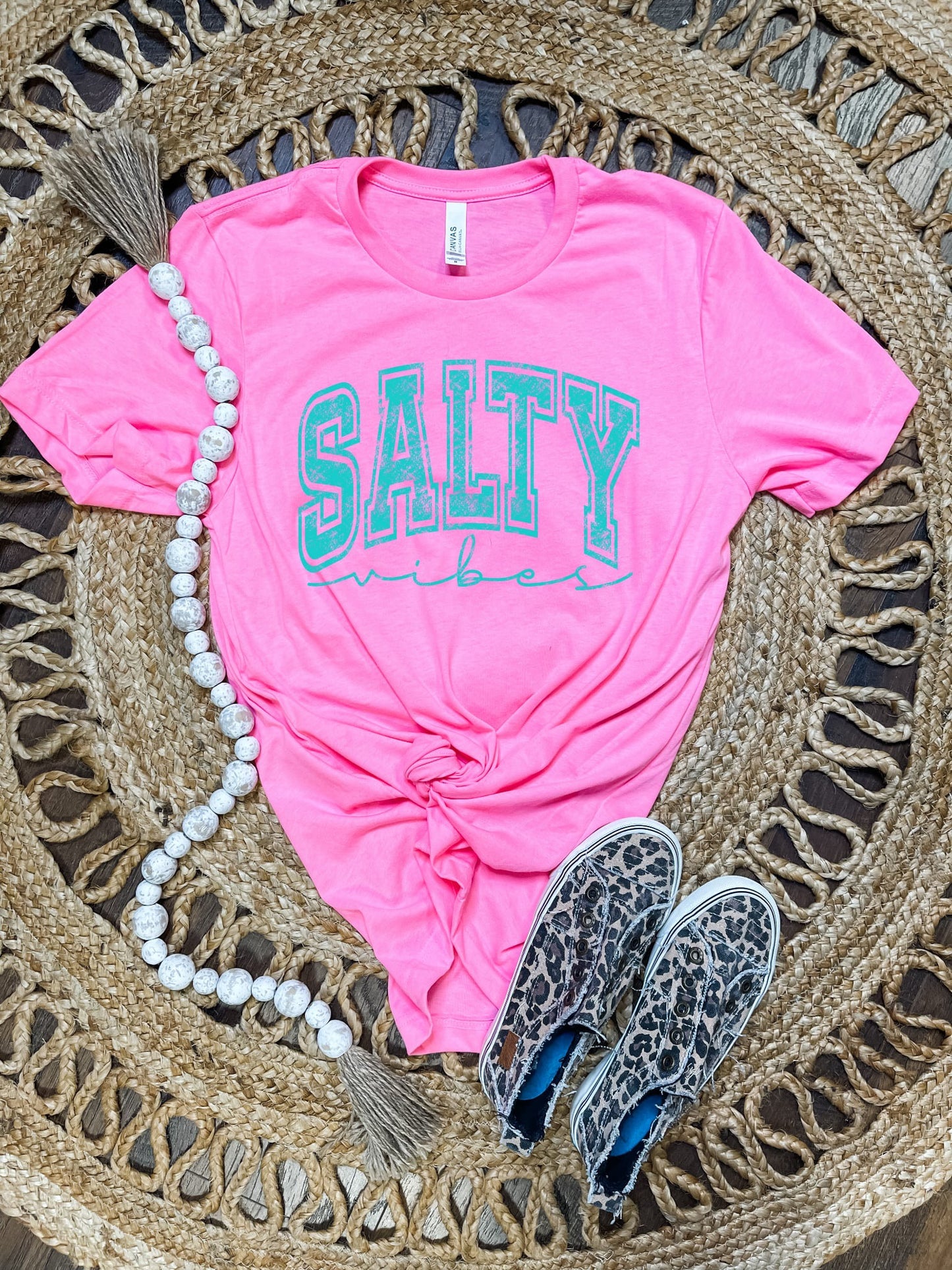 **DEAL PRICE** Blue Salty Vibes Bella Canvas Neon Pink Tee