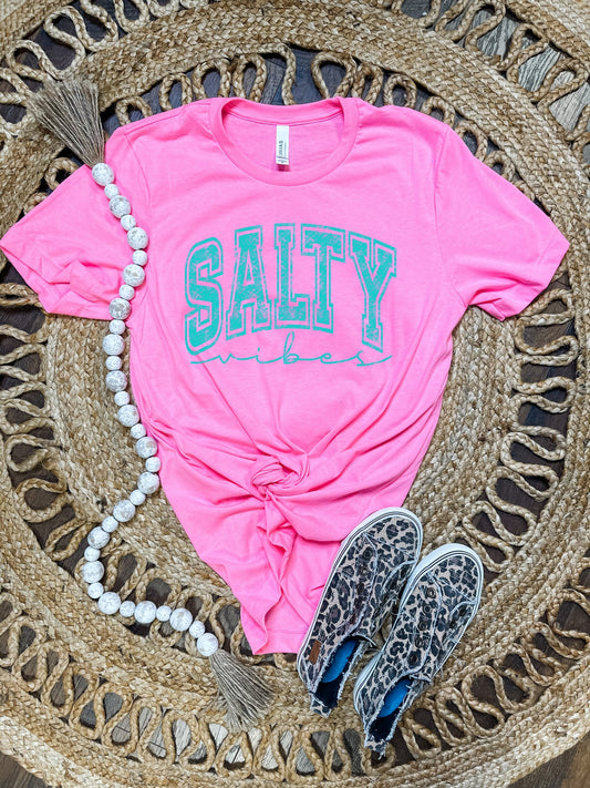 **DEAL PRICE** Blue Salty Vibes Bella Canvas Neon Pink Tee