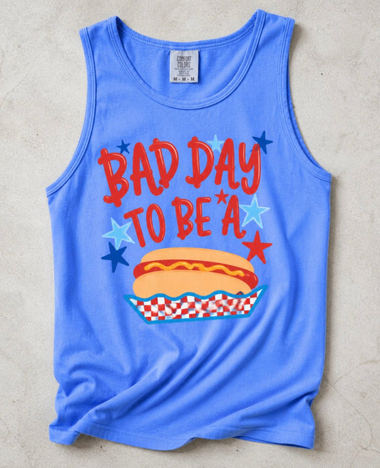 Stars Bad Day To Be A Hot Dog Flo Blue Tank Top