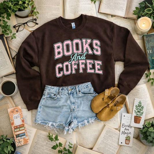 Pink & Blue Coffee & Books Chocolate Sweatshirt