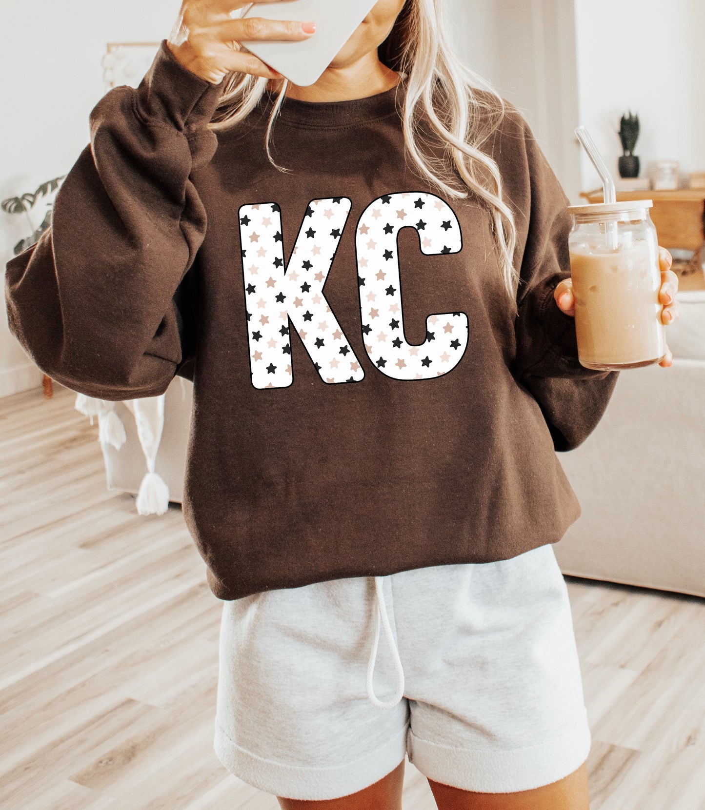 **HALFTIME DEAL** Black & Tan Stars KC Chocolate Sweatshirt