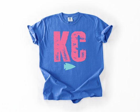 Pink Distressed Color Splash KC Flo Blue Tee/Tank Option
