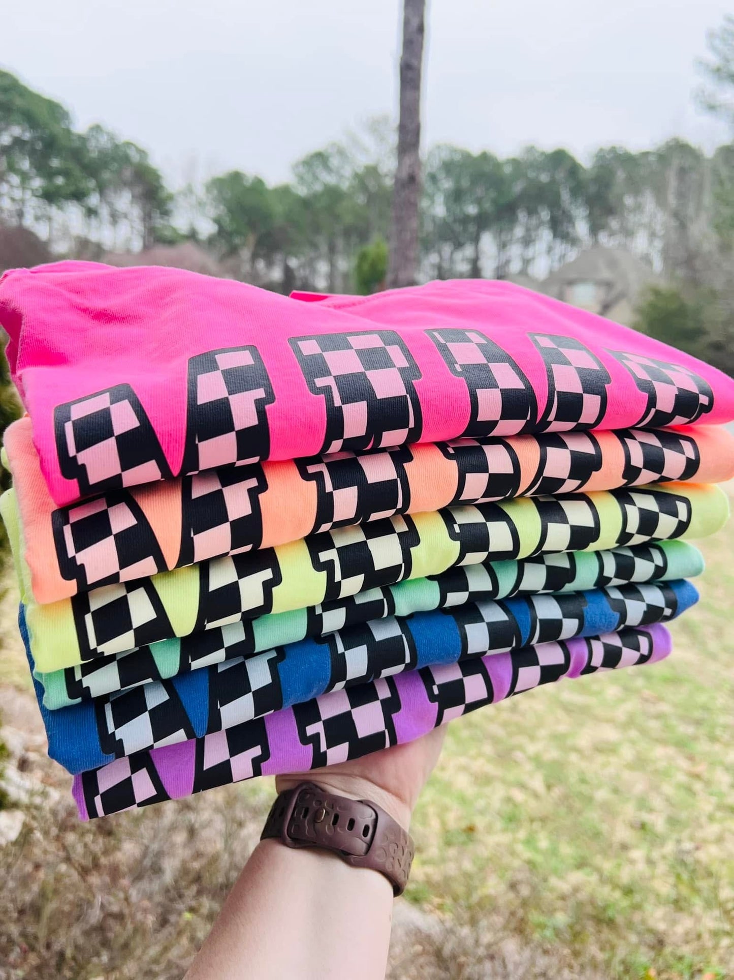Mama Black & White Checkered Color Options