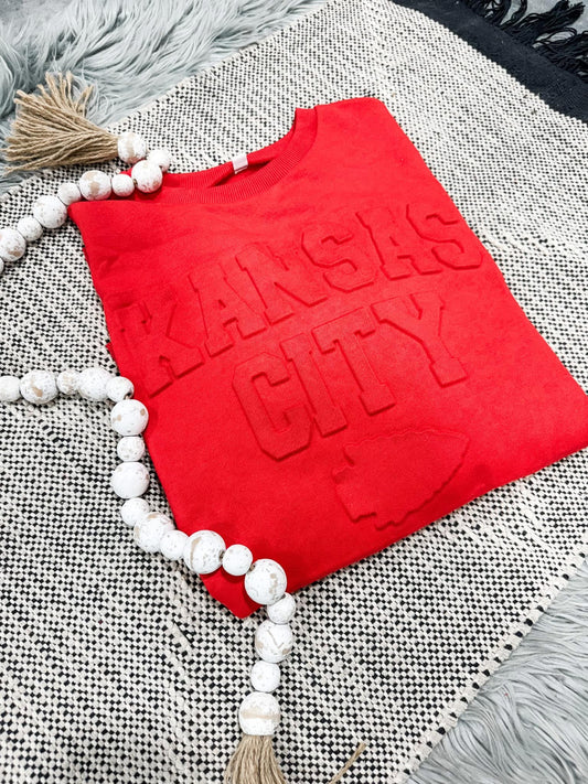 **READY TO SHIP** Embossed Kansas City Arrowhead Red Sweatshirt