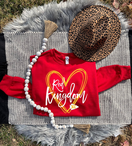 **DEAL OF THE DAY** Red Kingdom Script Heart Red Sweatshirt