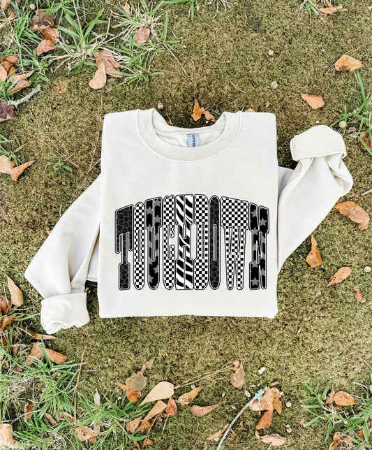 Touchdown Checkered & Leopard Sand Sweatshirt