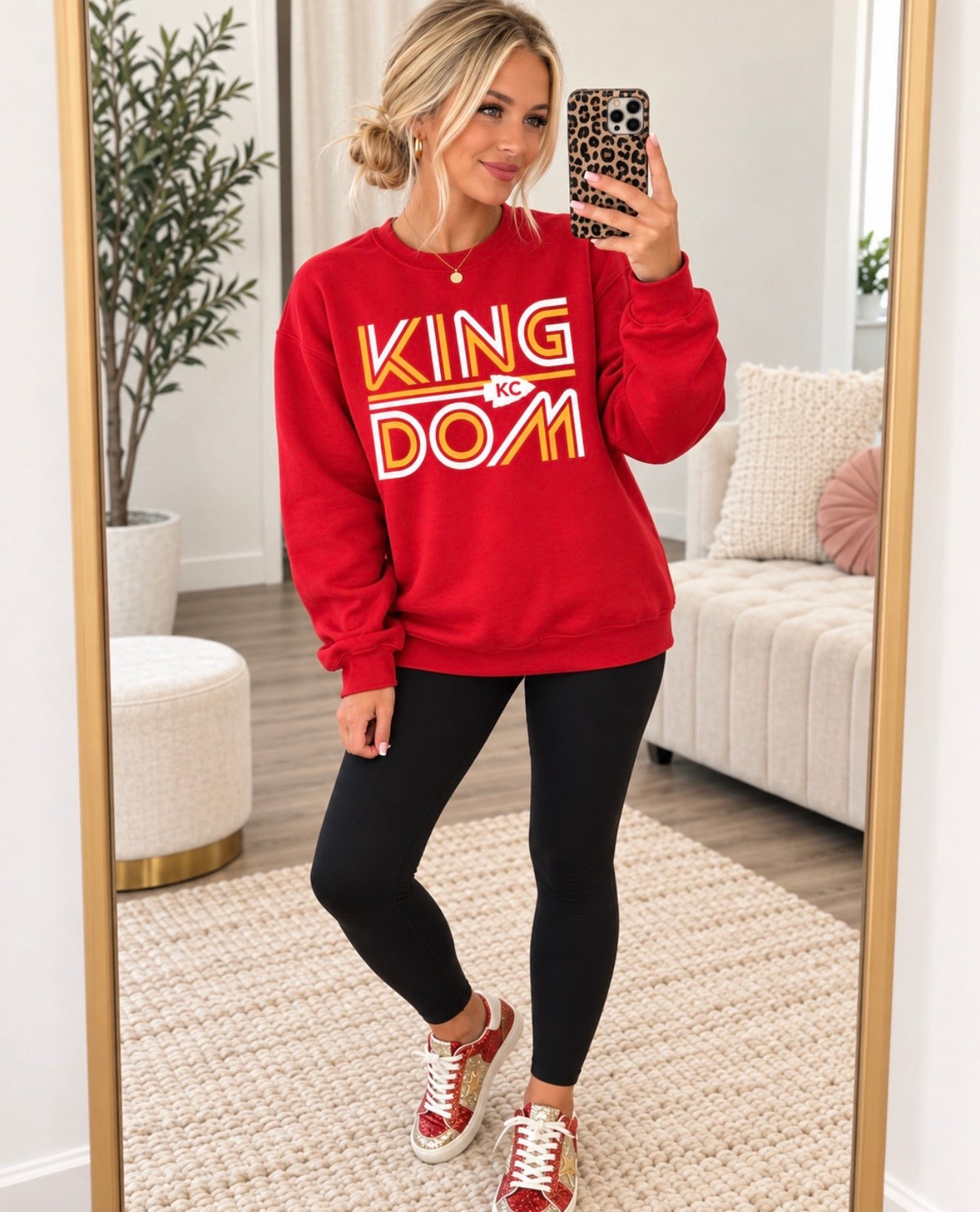**HALFTIME DEAL** Gold & White Retro Kingdom Red Sweatshirt