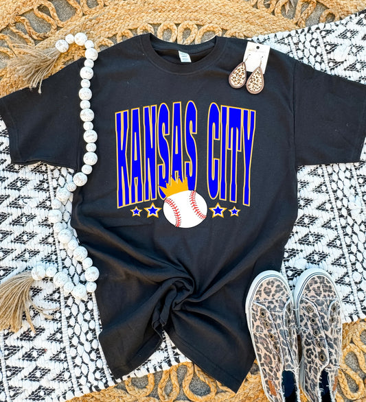 Tall Kansas City Baseball Black Tee