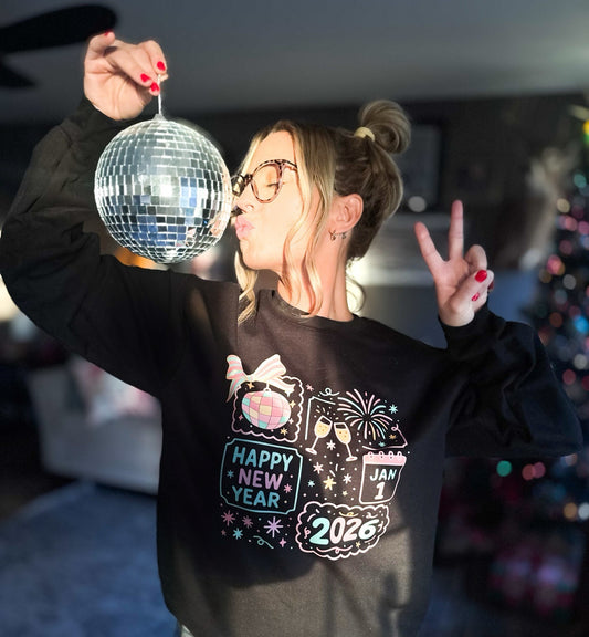 New Years Doodle Collage Black Sweatshirt