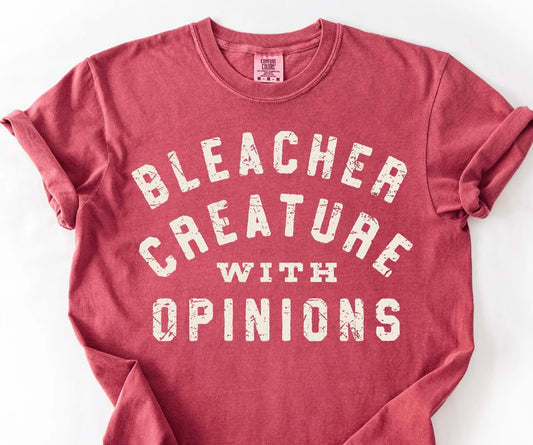 White Bleacher Creature With Opinions Crimson Tee