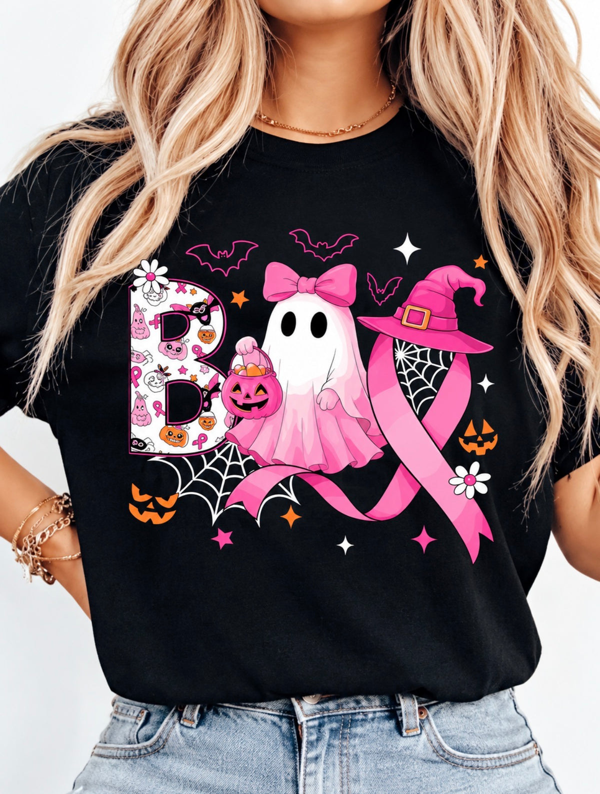 Boo Ribbon Black Tee
