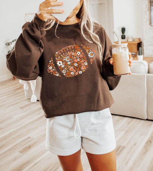 Floral Football Chocolate Sweatshirt