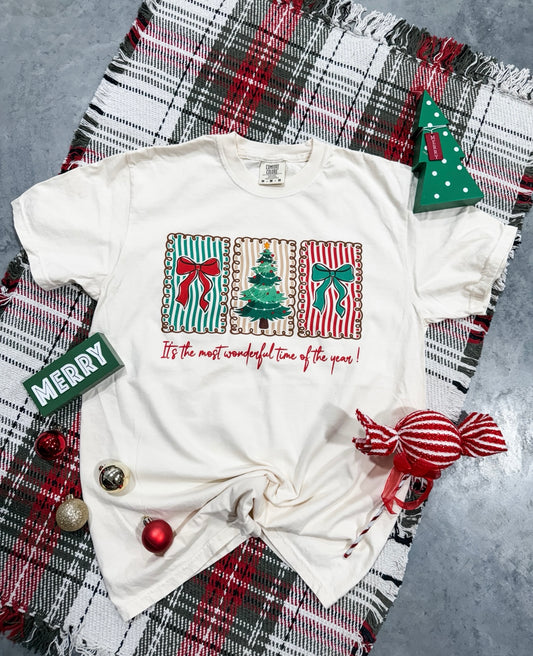 **CHRISTMAS IN JULY** It's The Most Wonderful Time Of The Year Christmas Stamps Ivory Short Sleeve T-Shirt