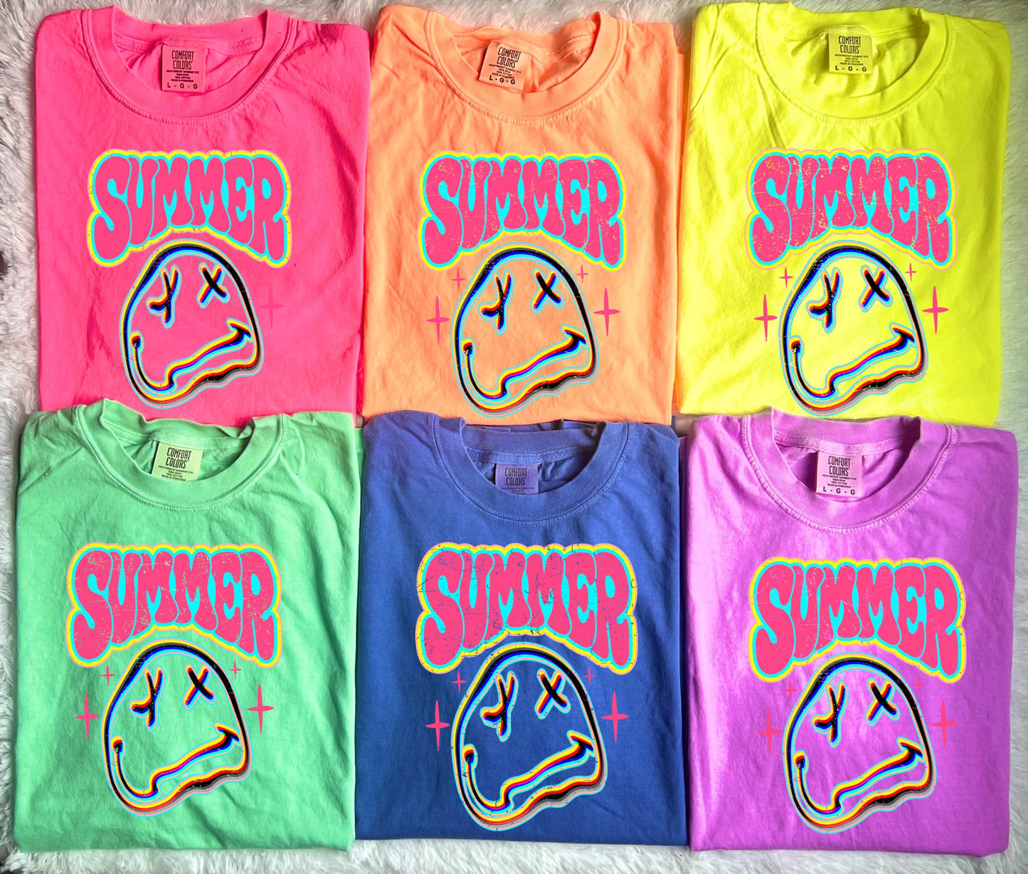 Neon Checkered Smiley Neon Tee Option