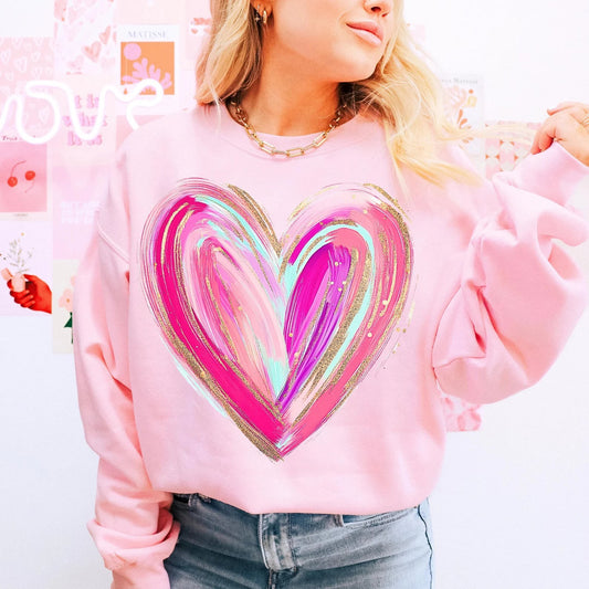 **DEAL OF THE DAY** Airbrush Heart Light Pink Sweatshirt