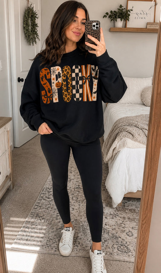 **DEAL OF THE DAY** Pattern Spooky Black Sweatshirt