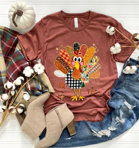 Retro Turkey Heather Clay Tee