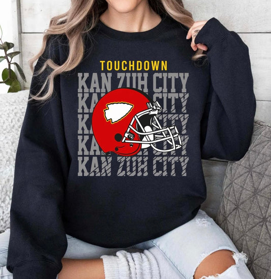 **HALFTIME DEAL** Grey Touchdown Kan Zuh City Black sweatshirt