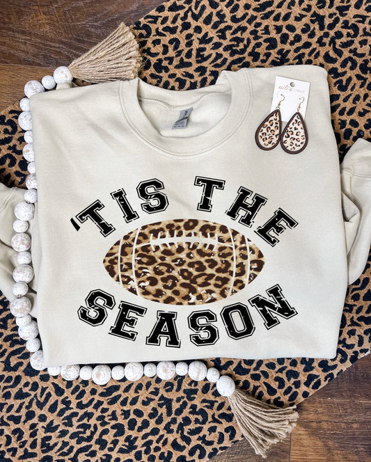 Tis The Season Leopard Football Sand Sweatshirt