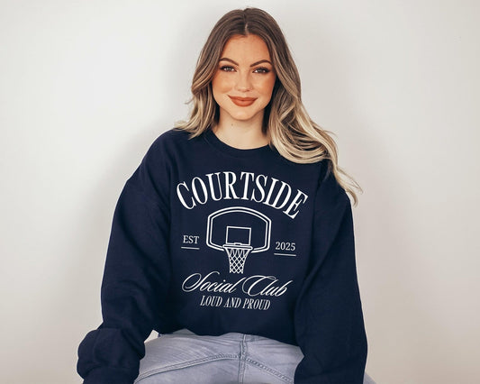 White Courtside Social Club Navy Sweatshirt