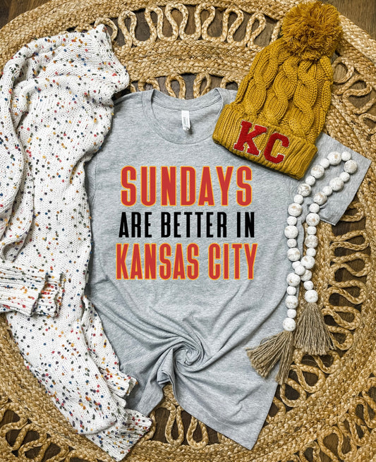 Sundays Are Better In Kansas City Heather Grey Tee