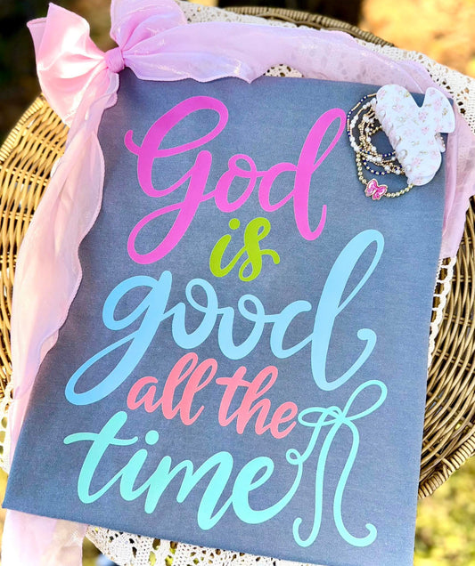 Script God Is Good All The Time Blue Jean Tee