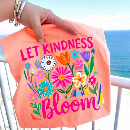 Pink Let Kindness Bloom Neon Cantaloupe Tee