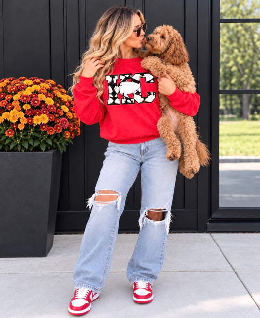 **HALFTIME DEAL** Black & White KC Multi Arrowheads Red Sweatshirt