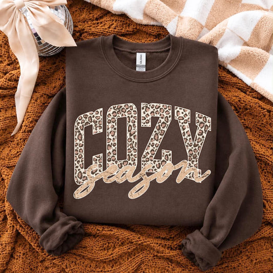 Script Leopard Cozy Season Chocolate Sweatshirt