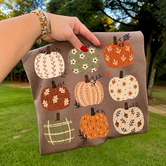 NEW Multi Fall Pumpkin Collage Espresso Tee