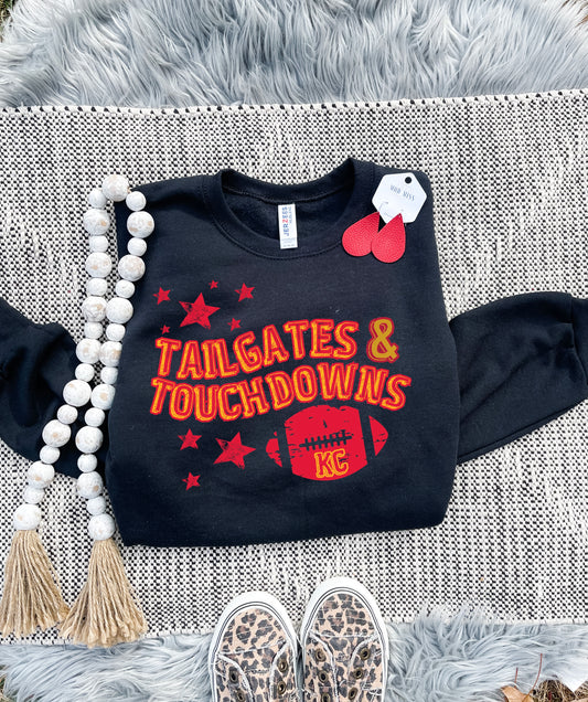 **HALFTIME DEAL** Wavy Tailgates & Touchdowns KC Football Black Sweatshirt