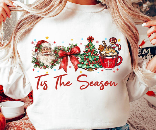 **CHRISTMAS IN JULY** Tis The Season Santa Bow Sand Sweatshirt