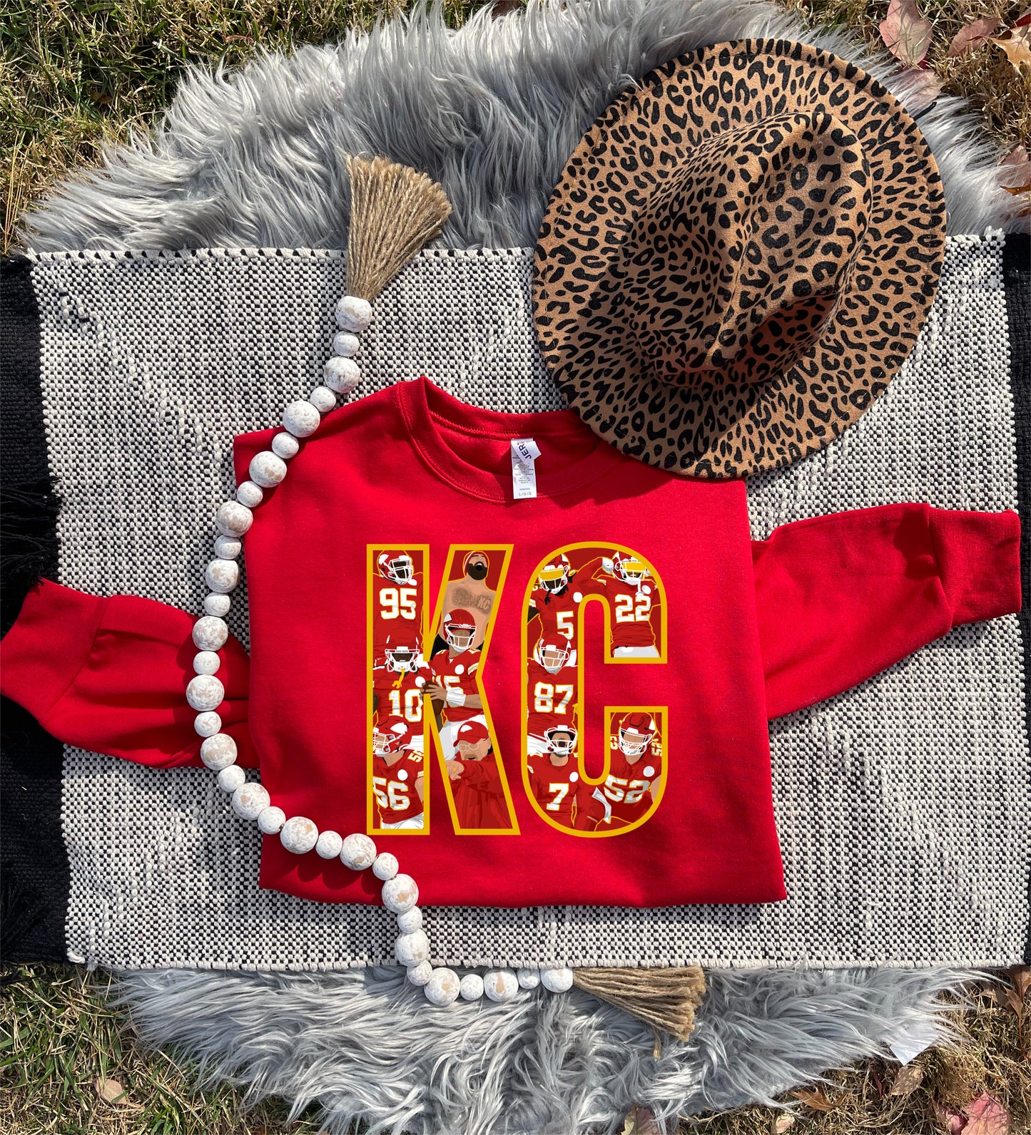 **HALFTIME DEAL** Gold KC Outline KC Players Red Sweatshirt