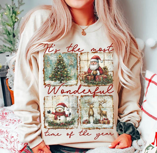 **CHRISTMAS IN JULY** Red Script It’s The Most Wonderful Time Of The Year Sand Sweatshirt