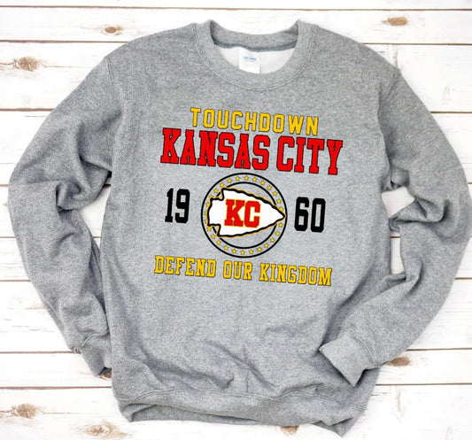 **HALFTIME DEAL** Touchdown Kansas City Defend The Season Sports Grey Sweatshirt