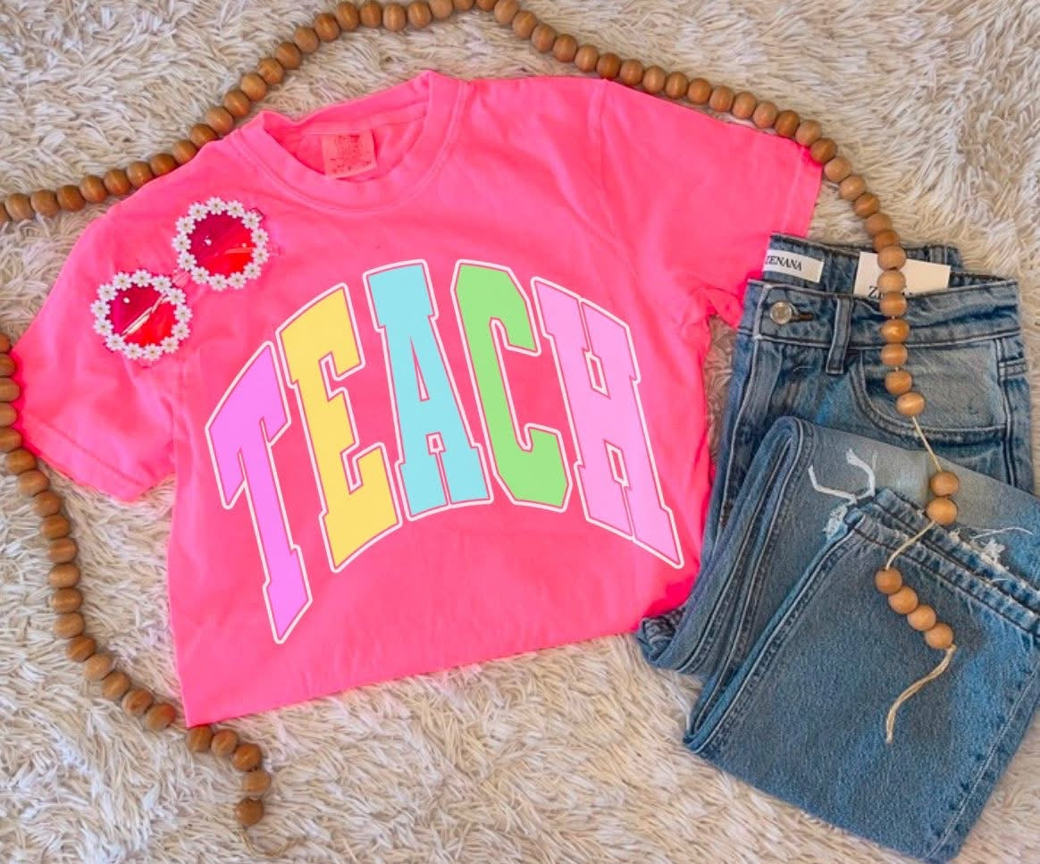 Colorful Teach Neon Pink Tee