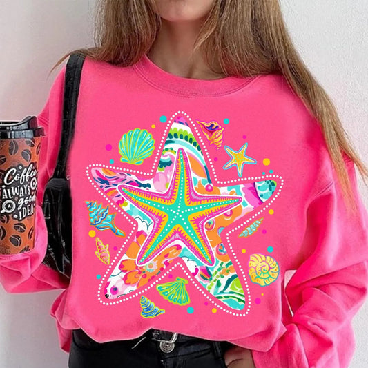 Neon Starfish Hot Pink Sweatshirt