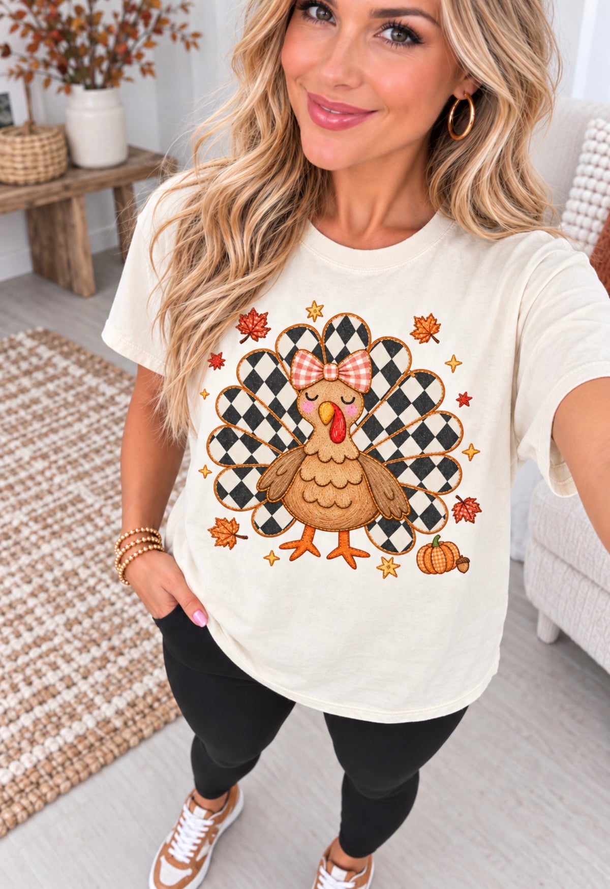 Checkered Turkey Ivory Tee