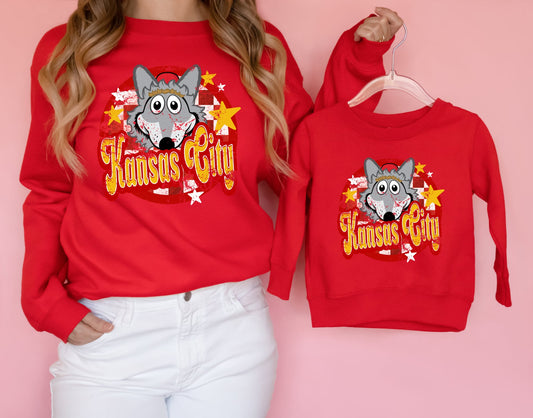 **HALFTIME DEAL** Kansas City Circle & Stars Checkered Red Sweatshirt