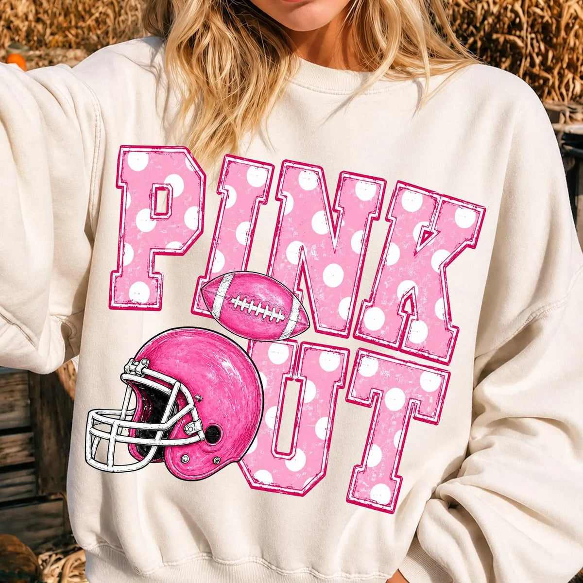 White Polka Dot Pink Out Sand Sweatshirt