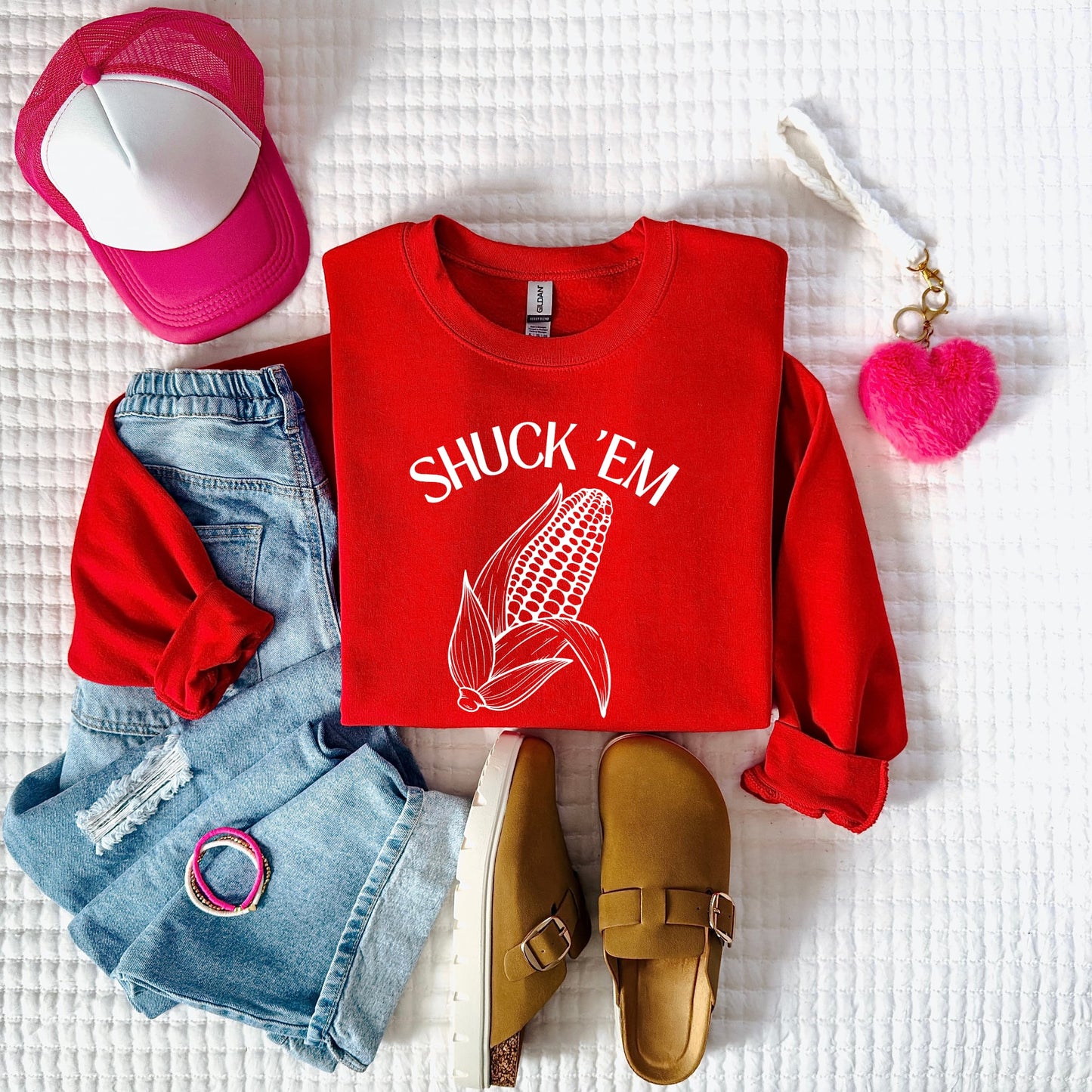White Shuck 'Em Red Sweatshirt