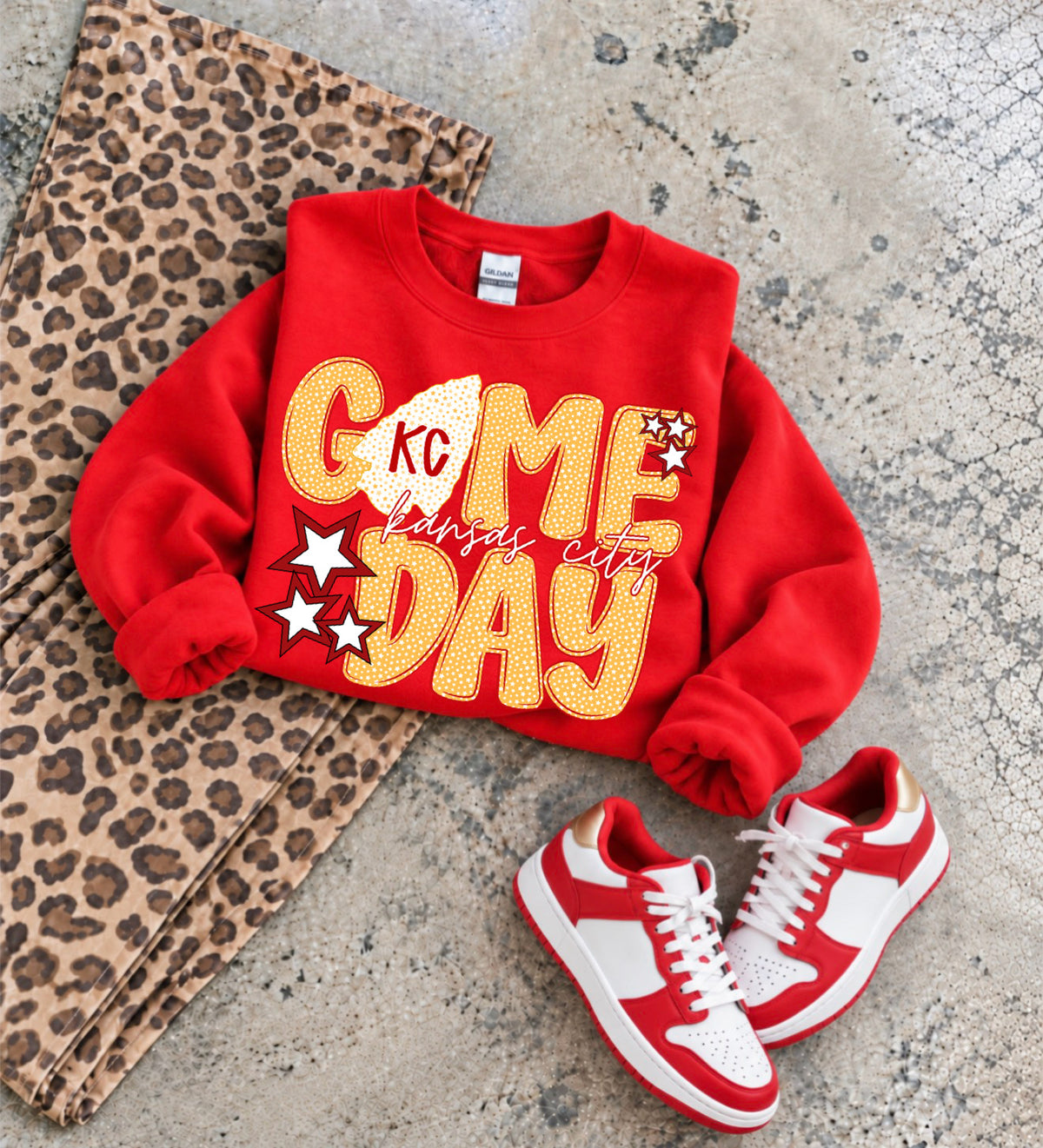 **HALFTIME DEAL** Game Day Arrowhead Multi Star Red Sweatshirt