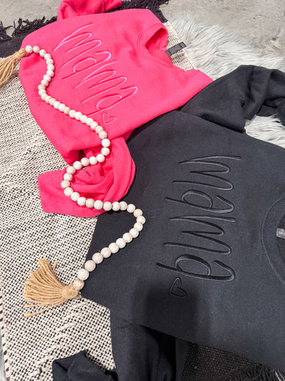 **EMBROIDERED** Mama Script Heart Sweatshirt